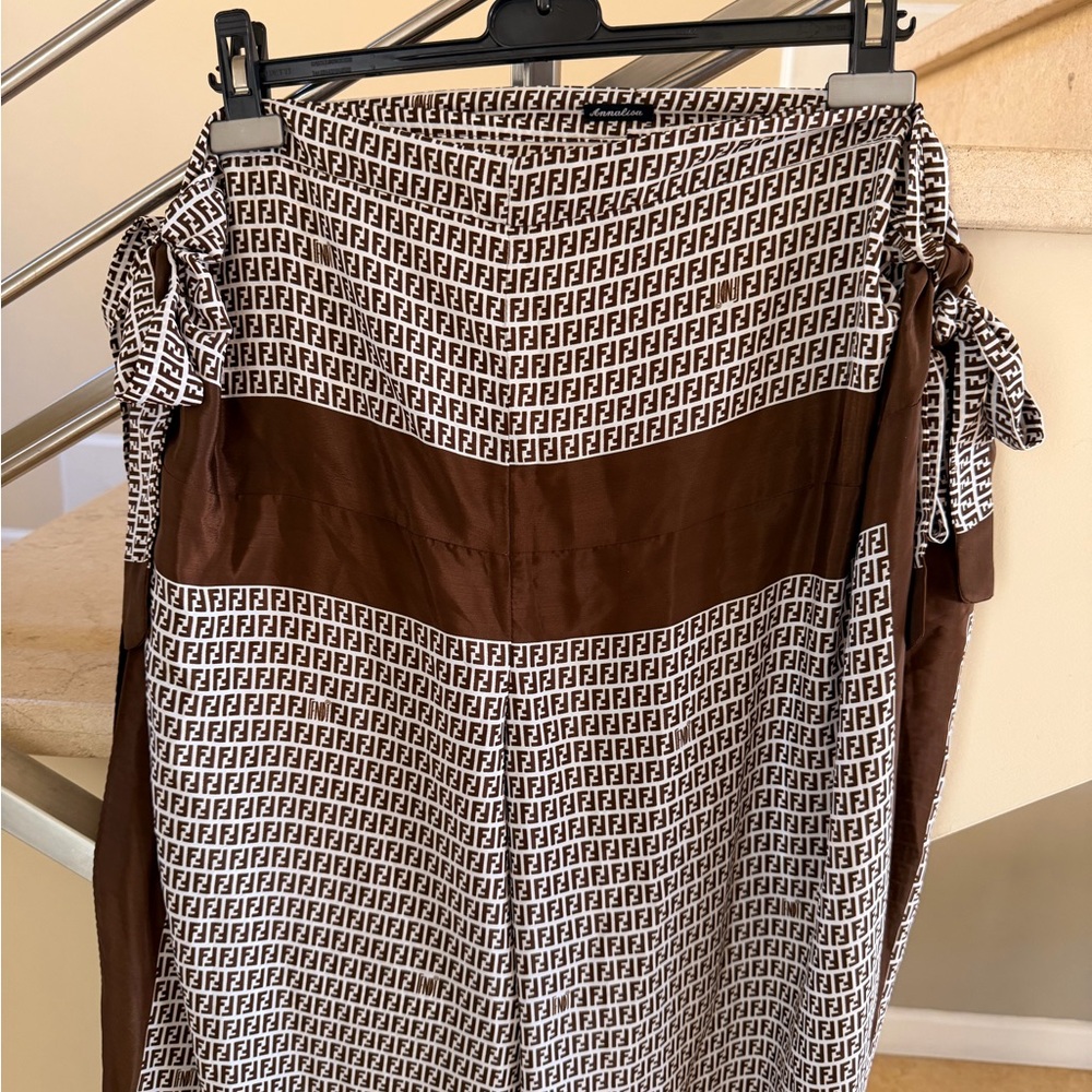 Designer Vintage Brown and White swim cover/ pants